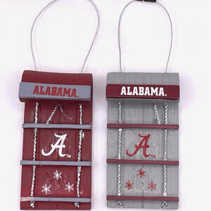 Alabama Crimson Tide Logo Sled Christmas Ornaments LOT of 2